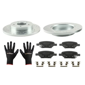 Rear Drilled Brake Rotors+Ceramic Pads for Chevrolet Malibu 2004-2012 S-55094 - Picture 1 of 12