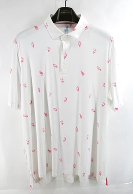 Camisa Polo Johnnie-O Para Hombre Grande XL Peso Pluma Blanco Estampado Manga Corta Foto 1 de 4
