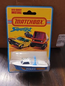 Vintage Matchbox Lesney Superfast Nr. 1980 52 Police Launch Patrol Boat On Card - Bild 1 von 4