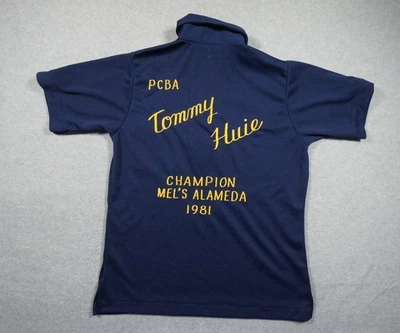 Vintage Hilton Shirt Mens Medium Blue Polo Bowling 80s Collared Short Sleeve - Image 1 of 4