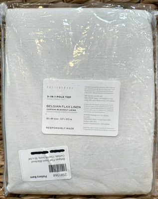 Panel de cortina Pottery Barn Belgian lino BLACKOUT 50 x 84 marfil posteTop NUEVO Foto 1 de 4