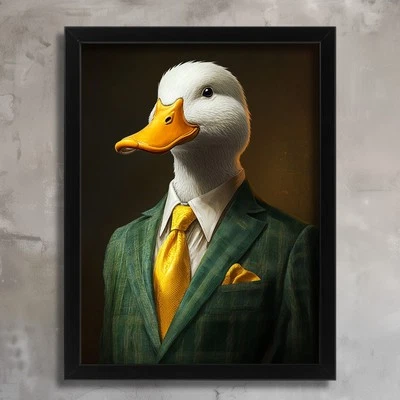 Dapper Duck in a Suit Poster Anthropomorphic Animal Portrait Wall ArtDuck Print - Image 1 of 2