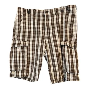 Levi's Cargo Shorts Herren 36 weiß braun kariert vorne flach Baggy locker - Bild 1 von 15