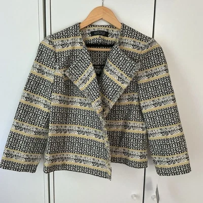 Kasper Women’s Blazer Jacket Black White Yellow Woven Business Work 6 Petite NWT - Image 1 of 4