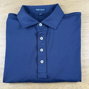 Peter Millar Soul Performance Mesh Polo Golf Crown Crafted Navy Blue Mens L - Picture 1 of 9