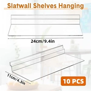 10× Slatwall Shelves Acrylic Hanging Slatwall Shelf Shoe Shelves Retail Display - Picture 1 of 10