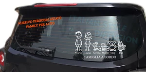 ADESIVO FAMIGLIA VINILE A BORDO PERSONALIZZATO STAMPA PERSONALIZZATA AUTO BIANCO - Foto 1 di 12