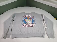 TOM and JERRY Sweater Adult Medium Gray Vintage 80s Cartoon Graphic Sweatshirt