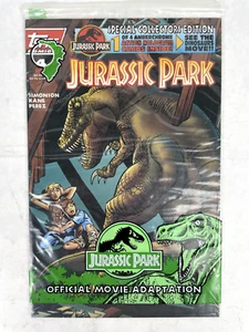 Parque Jurásico #4 con tarjeta holo dorada (1993, Topps Comics) casi nuevo - Imagen 1 de 2