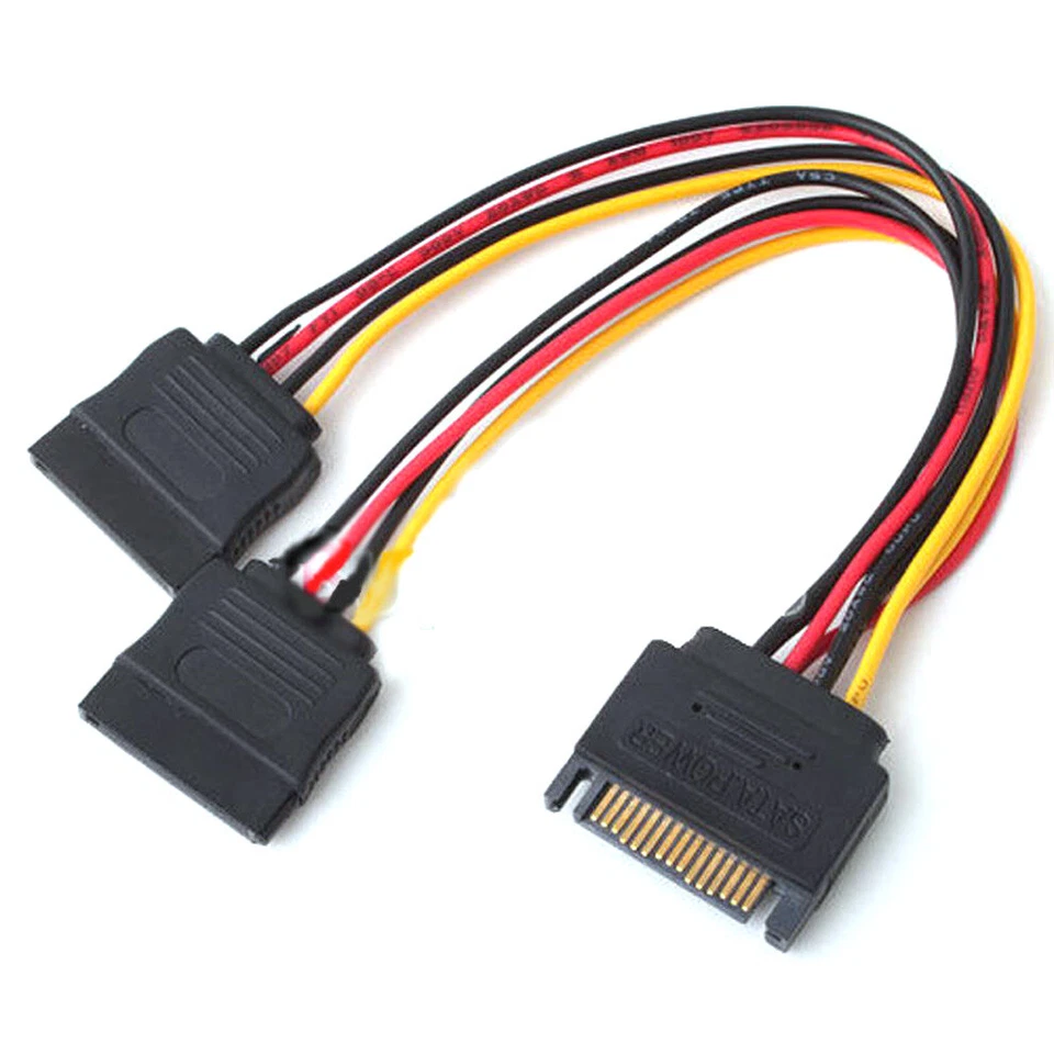 SATA Power Cable 15Pin SATA Y Splitter Adapter  15Pin Male to Dual Female Cable - Image 1 of 4