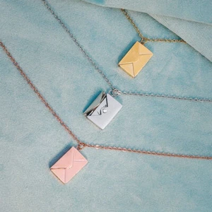 Personslized Envelope Locket Necklace Love Letter Pendant Jewelry Christmas Gift - Picture 1 of 15