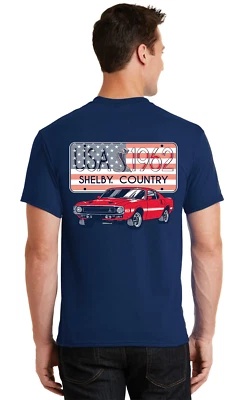Shelby Cobra T-shirt Mens Graphic Tees Ford Mustang Decal American Flag - Imagem 1 de 2
