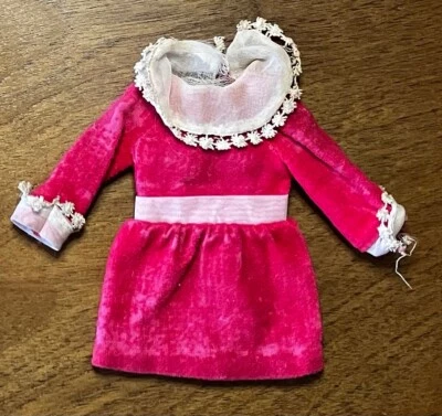 Vestido vintage años 60 Barbie Skipper #1737 terciopelo rubor (1970/71) solo con etiqueta Foto 1 de 3