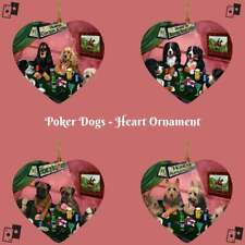 Home of 4 Dogs Cats Playing Poker Pets Photo Heart Christmas Tree Ornament DÃ©cor