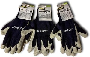 3 Pair of Large Latex Gloves Coated Warm Thermal Knit Cold Weather Work - Picture 1 of 3