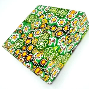 Fermacarte vintage in vetro di Murano millefiori quadrato 3" fatto a mano in Italia floreale - Foto 1 di 9