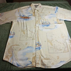 Camisa de vela náutica Nautica Nautica de colección 1995 mapa de velero mar océano para hombre XL - Imagen 1 de 10