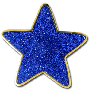 Blue Glitter Star Pin Badge For Schools - Picture 1 of 1