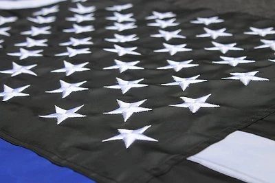 Thin Blue Line American Flag Police with Embroidered Stars and Sewn Stripes 3x5 - Image 1 of 4