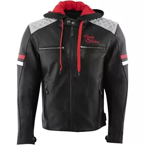 Rusty Stitches Herren Motorrad Jacke Jari Hooded V2 - Retro Leder Hoodie Hoody - Bild 1 von 2