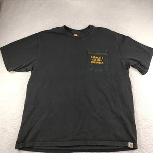 CARHARTT Mens XL Black/Gold Heavyweight Work Wear T-SHIRT Pocket Spell-Out - Picture 1 of 6