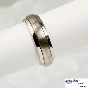 Ring Drehring Trauring 585 Weißgold 14 Karat Matt Glanz - Bild 1 von 2