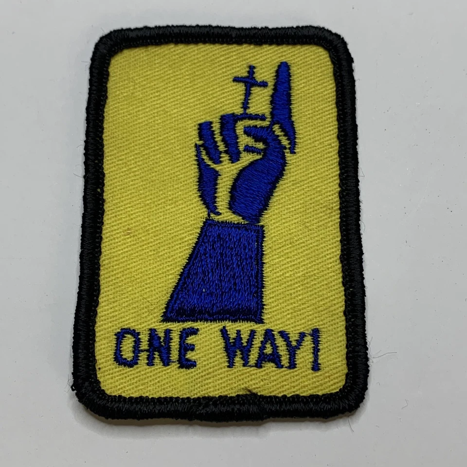Vintage 1970's One Way JESUS Hand Finger Christian Religious Embroidered Patch - Image 1 of 2