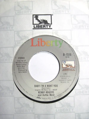 KENNY ROGERS & DOTTIE WEST * 45 * Baby, I'm A Want You * 1984 *MINT UNPLAYED NOS - Image 1 of 2