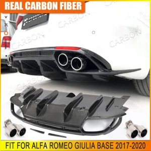 REAL Carbon Rear Bumper Diffuser Lip W/Tips For Alfa Romeo Giulia Base 2017-2020 - Bild 1 von 10