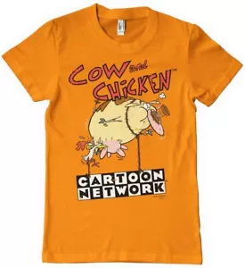 Cow And Chicken Balloon T-Shirt Orange - Picture 1 of 4
