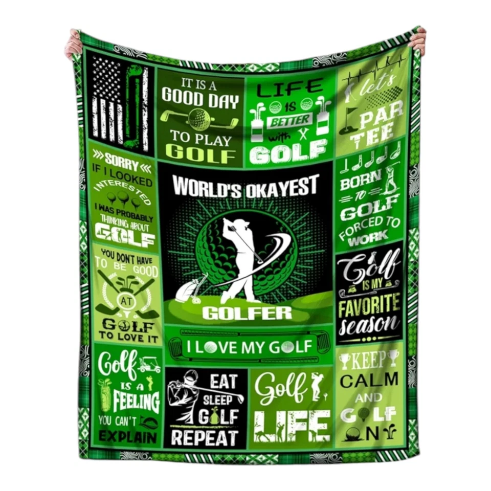 Manta de Golf 40x50 Verde y Blanco Comer Dormir Golf Nuevo Paquete Sellado Foto 1 de 2