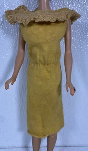 BARBIE DOLL CLOTHES DRESS PAK KNIT GOLD SHEATH DRESS Only VTG 1963 FASHION - Picture 1 of 4
