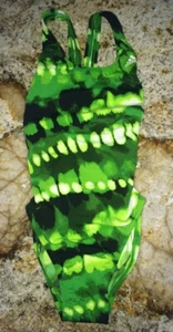 ADIDAS Major Tie Dye Gamma Back Green Black 1pc Swim Suit Female Girls Sz 6 / 22 - Picture 1 of 5