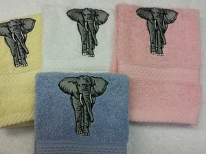 PERSONALISED ELEPHANT FACE CLOTH FLANNEL EMBROIDERED PRESENT GIFT EASTER BIRTHDA - Picture 1 of 2