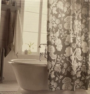 Romantic Shabby Chic FLORAL PAISLEY Shower Curtain GRAY & WHITE Florals 72x72” - Picture 1 of 18