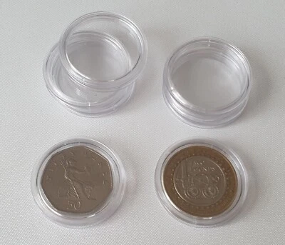 MANI-KO 50p or Two Pounds 10x Capsules 29mm £2 Fifty Pence Tray Storage Coin Collector
