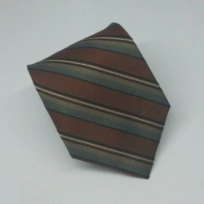 Corbata de seda Croft & Barrow marrón gris azul rayas hombre 57 x 3,3/8 Foto 1 de 4