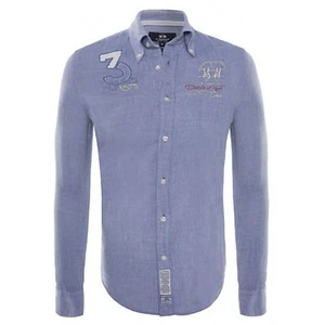 LA MARTINA CAMICIA U0MO Oxford Stretch Colore Celeste - Navy - Manica Lunga - Foto 1 di 5