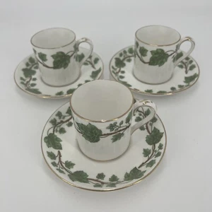 PV03611 Vintage Crown Staffordshire GREEN VINE Flat Demi Cup Saucer - 6pcs - Picture 1 of 16