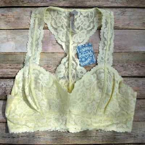 Free People Women's Small Galloon Lace Racerback Bralette Lemon Water Ice - Picture 1 of 6