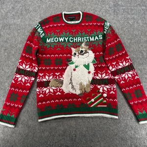 Suéter Gato Navidad Feo Blizzard Bay Adulto Talla M Gatito Vacaciones Nostálgico - Imagen 1 de 14