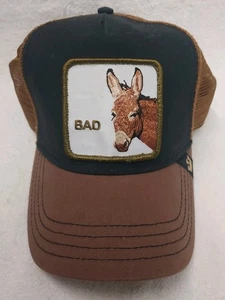 Goorin Bros Bad Ass Trucker Hat Snap Back Brown Black Donkey Patch Excellent Con - Picture 1 of 8
