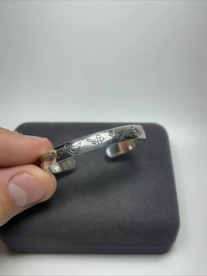 Designer James Avery Sterling Silver Dove & Flowers Child Cuff Bracelet - Image 1 of 4