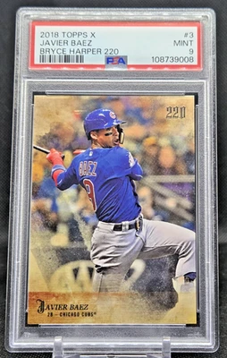 2018 Topps X Bryce Harper 220 #3 Javier Baez PSA Mint 9 (JBC2697) - Image 1 of 2