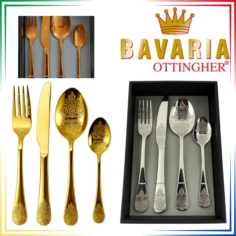 Set Posate 24 Pezzi Bavaria Ottingher Acciaio Inox Design Elegante Oro/Argento - Immagine 1 di 4