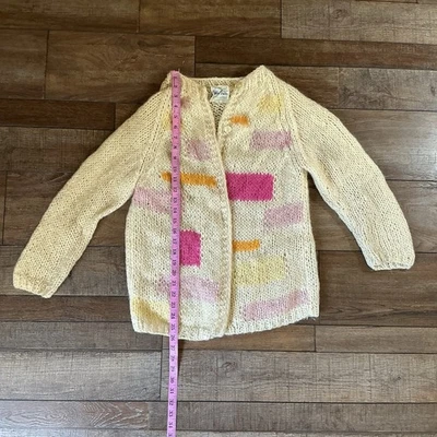 Cárdigan Suéter Vintage Bobbie Brooks Italia Tejido a Mano Lana Mohair S Crema 17812 Foto 1 de 4