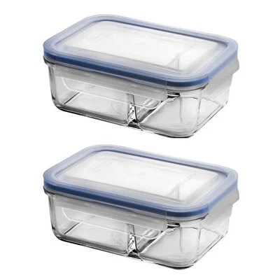 Glasslock Duo Tempered Glass Rectangular Container 670ml With Lid - Set of 2 - Image 1 of 3