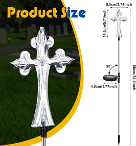 4 Piece Solar Garden Waterproof Lights Outdoor Yard Cross for Cemetery Grave - Picture 1 of 12