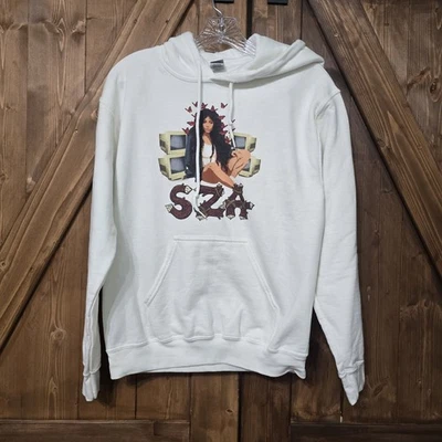SZA Vintage Style Graphic Hoodie White Gildan Heavy Blend Size Small - Image 1 of 4