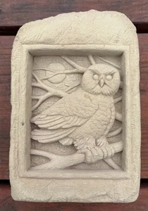 1994 Carruth 3D Stone Owl In The Moonlight Wall Plaque - Picture 1 of 7